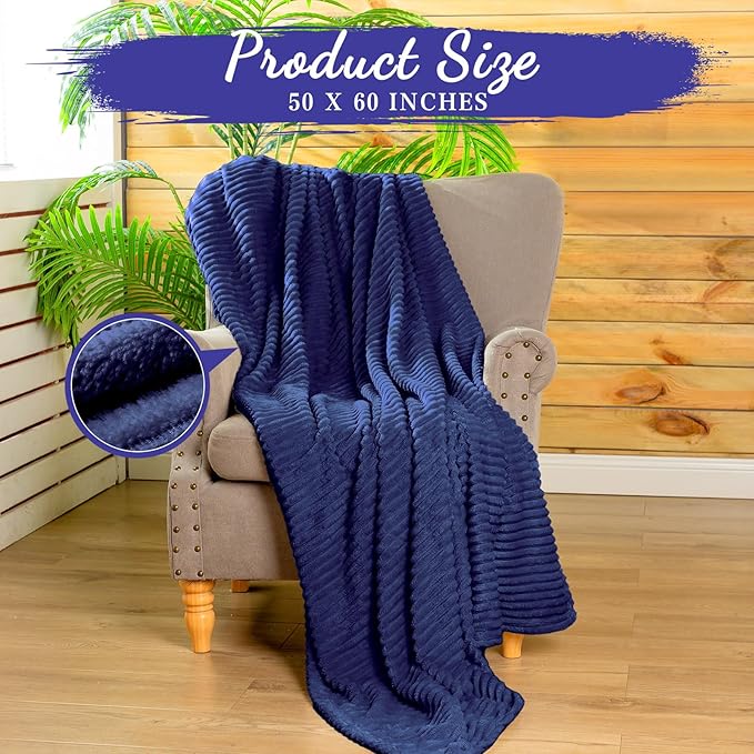 Buryeah 12 Pcs Flannel Throw Blanket Bulk 50 x 60 in Sleepover Blanket Outdoor Wedding Throw Lightweight, Oeko-tex Standard 100 Certified for Sofa Homeless Gifts (Navy)
