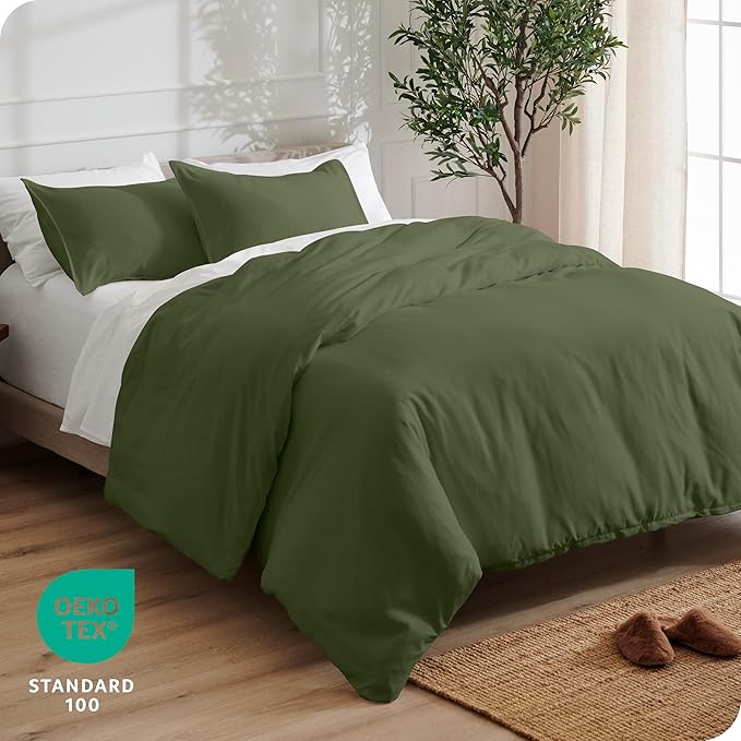 Bare Home Bedding Duvet Cover Queen Size - Premium 1800 Super Soft Collection - Lightweight, Cooling - Soft Breathable Bedding Duvet Cover (Queen, Cypress)