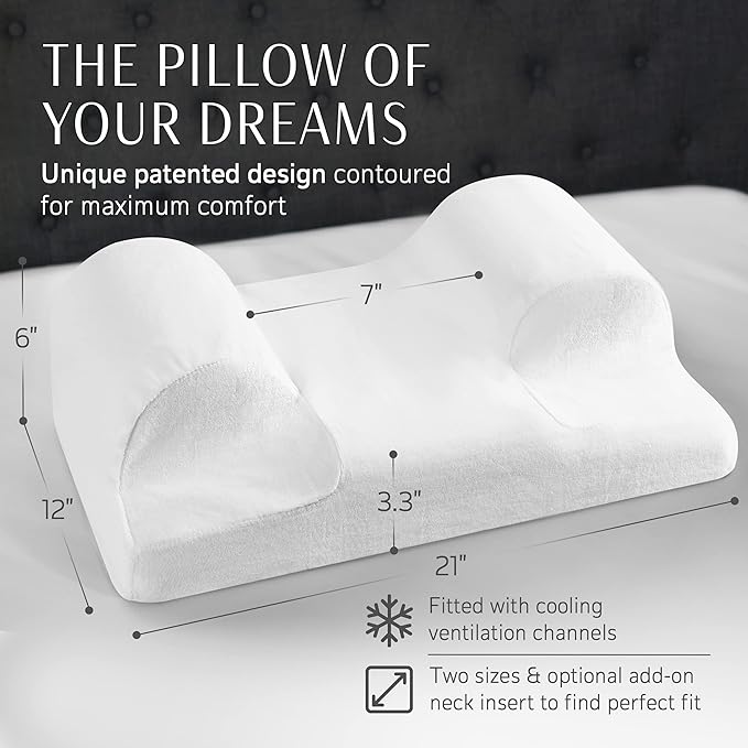 YourFacePillow, Back Sleeper Beauty Pillow, Cervical Neck Pillow, Patented Contour Memory Foam Pillow, Ergonomic Neck, Back and Shoulder Support. Back Sleeping Reduces Pressure on Skin - Standard