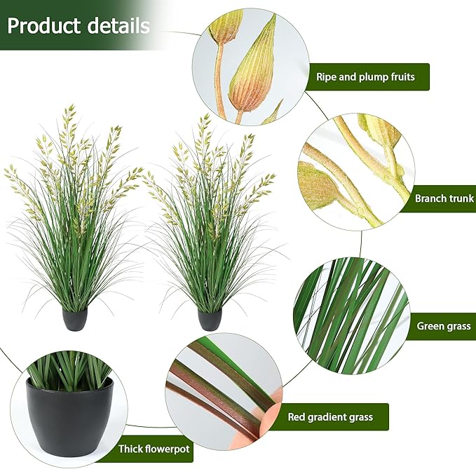 Silk Plants Artificial Plants Artificial Wheat Grass Faux Plants Fake Grass Plant Fake Green Plants Tall Fake Plants 47in Tall Suitable Indoor Home Decor Outdoor Porch Terrace Decor（2pcs