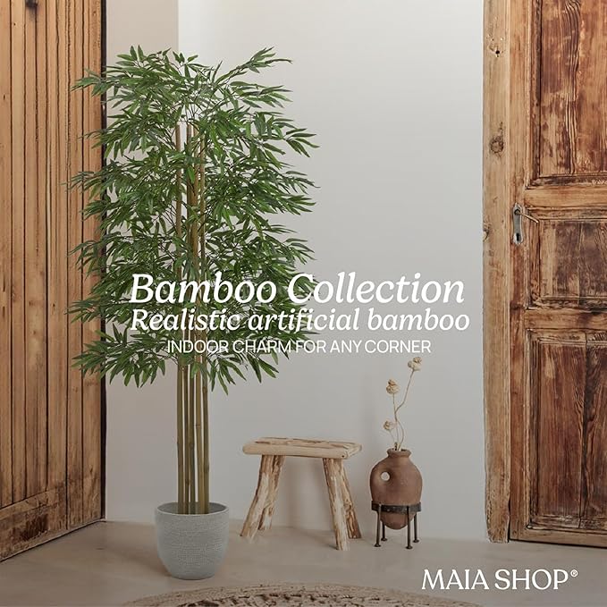 Maia Shop 71in Artificial Bamboo Tree Plant for House, Apartment or Office – Realistic Fake Indoor Plants for Living Room, Bedroom, Bathroom, Entryway or Patio – Faux Greenery for Home Décor