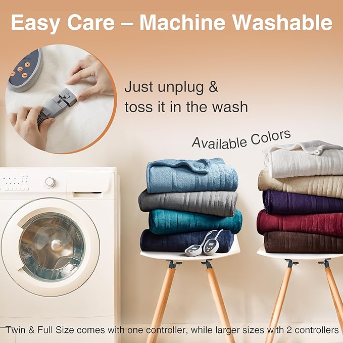 Beautyrest Heated Blanket, Electric Blanket, Soft, Warm, Reversible Plush - Sherpa Heating Blanket with 20 Heat Settings, 1-10 hrs Timer Auto Shut Off, Machine Washable, Queen (90 inx84 in), Indigo