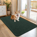 OLANLY Dog Door Mat for Muddy Paws 45x27, Absorbs Moisture and Dirt, Absorbent Non-Slip Washable Doormat, Quick Dry Chenille Mud Mat, Entry Indoor Entryway Carpet for Inside Floor, Blackish Green