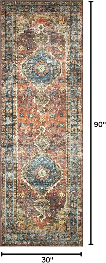 Loloi Skye Collection SKY-11 Rust/Blue 2'-6" x 7'-6" Runner Rug