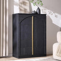 ACCOHOHO Modern 5 Drawer Dresser for Bedroom with Arched Panel,44" Tall Dresser for Closet with Metal Handles,Push-to-Open Wood Storage Closet Dressers Tv Stand for Living Room, Hallway,Black