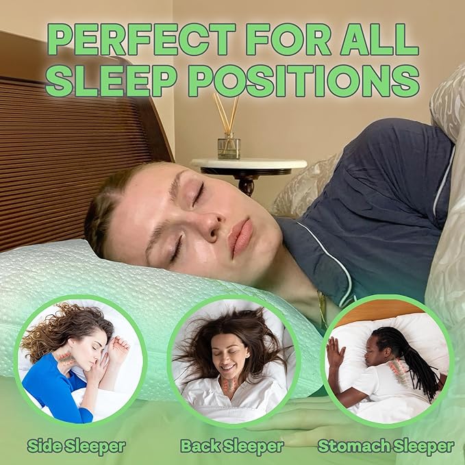 Sacred Thread Memory Foam Pillow, Adjustable Firmness, Soft, Aloe Infused - Cooling Bed Pillows for Sleeping - Back, Stomach, Side Sleeper - Rayon Cover, Machine Washable