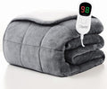 Homemate Heated Weighted Blanket for Adults - 62"x84" 15lbs Electric Throw Fast Heating Heavy Blanket 1/2/4/6/8 Hour Auto Off 10 Heat Levels Over-Heat Protection Soft Flannel Sherpa