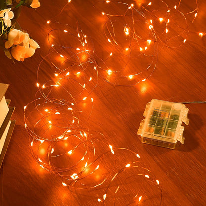 1 Pack 32.8 Ft. Battery Operated Outdoor String Lights with Remote & Timer, LED Orange Fairy Lights, Waterproof Twinkle Lights for Bedroom, Dorm, Mason Jar, Wedding, Party, Christmas