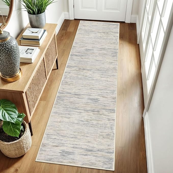 2x8 Modern Abstract Runner Rug for Hallways, Gray Beige Neutral Multi Super Soft Hallway Decor Kitchen Rugs with Non-Slip, Non-Shedding Washable Rug for Entryway Laundry Indoor