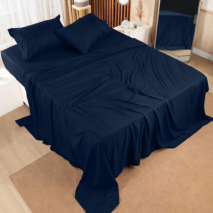 Utopia Bedding Full Bed Sheets Set - Pack of 10 Sheet Sets - Perfect for Spa, Hotel, & Guest Bedroom - Brushed Microfiber - Shrinkage and Fade Resistant - Easy Care (Navy Blue)