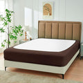 Biscaynebay Decorative Box Spring Cover Queen Size, Brown Jersey Luxurious Jersey Knitting Stretchy Wrap Around 4 Sides Bed Skirt for Home/Hotels, Easy Fit Wrinkle & Fade Free Machine Washable