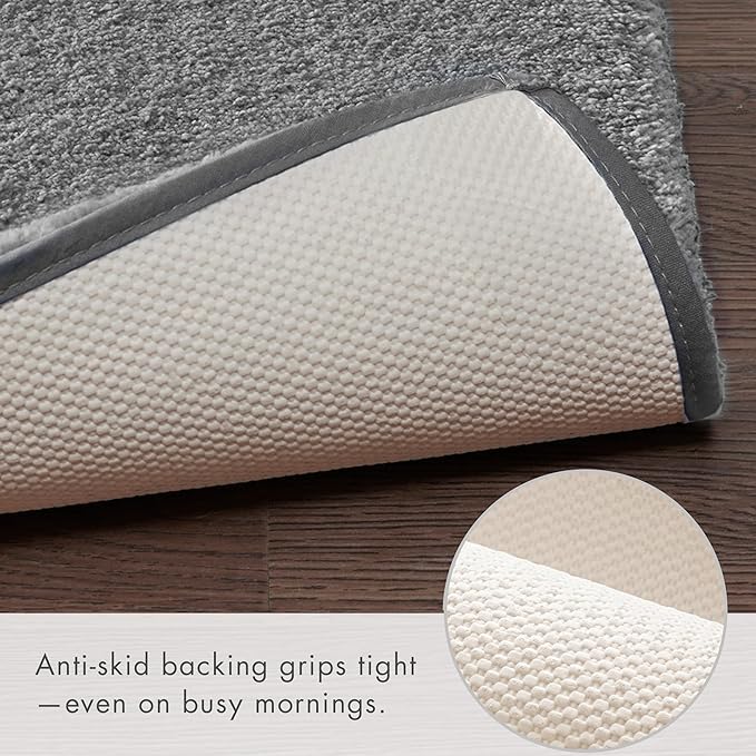 Madison Park Marshmallow Bathroom Rug Non Slip, Luxrurious Plush Bath Mat, Absorbent, Quick Dry, Spa Design Bath Room Décor, 24x40, Grey