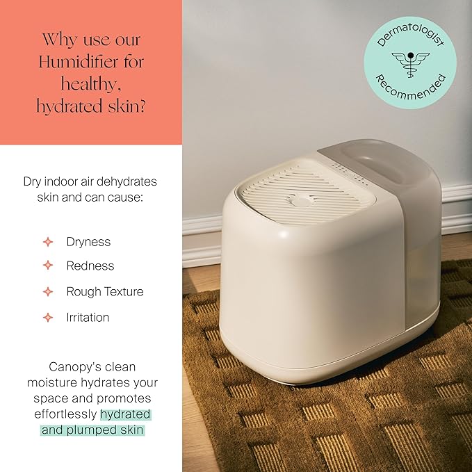 Canopy Large Room Humidifier, Cream, Large Living Space, 36HR Run Time, 5.5L Tank - Includes Canopy Humidifier Plus, Diffusion Well, Unwind Aroma, Filter, Power Cord & Adapter