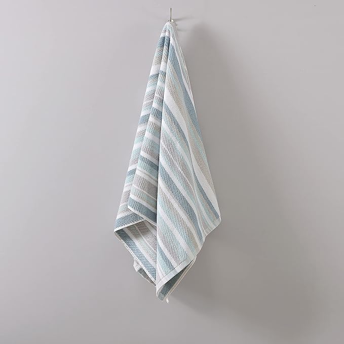 Tommy Bahama - Bath Towels, 100% Soft & Absorbent Yarn-Dyed Cotton with Twill Texture, Low Linting & Fade Resistant, Medium Weight Bathroom Towels (Ocean Bay Tranquil Blue, 3 Piece)