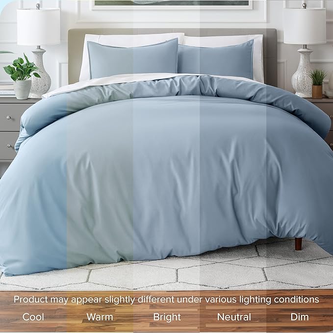 Bare Home Bedding Duvet Cover California King Size - Premium 1800 Super Soft Collection - Lightweight, Cooling - Soft Breathable Bedding Duvet Cover (Cal King, Dusty Blue)