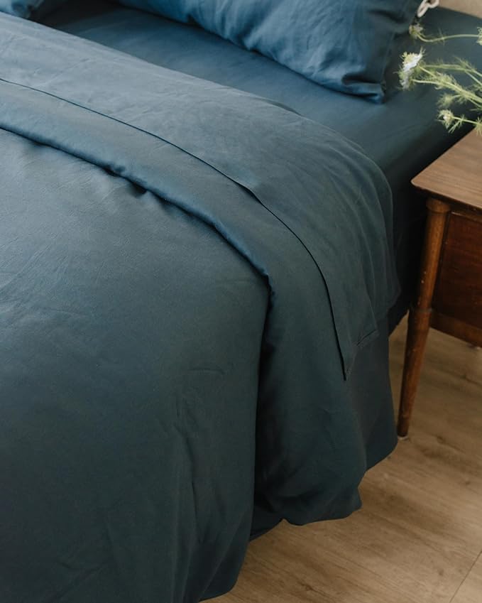 Cozy Earth Luxury Duvet Cover Twin - 100% Viscose from Bamboo - Ultra-Soft, Cooling & Lightweight Duvet Cover - Temperature-Regulating Bedding with Concealed Zip - Pacific Blue