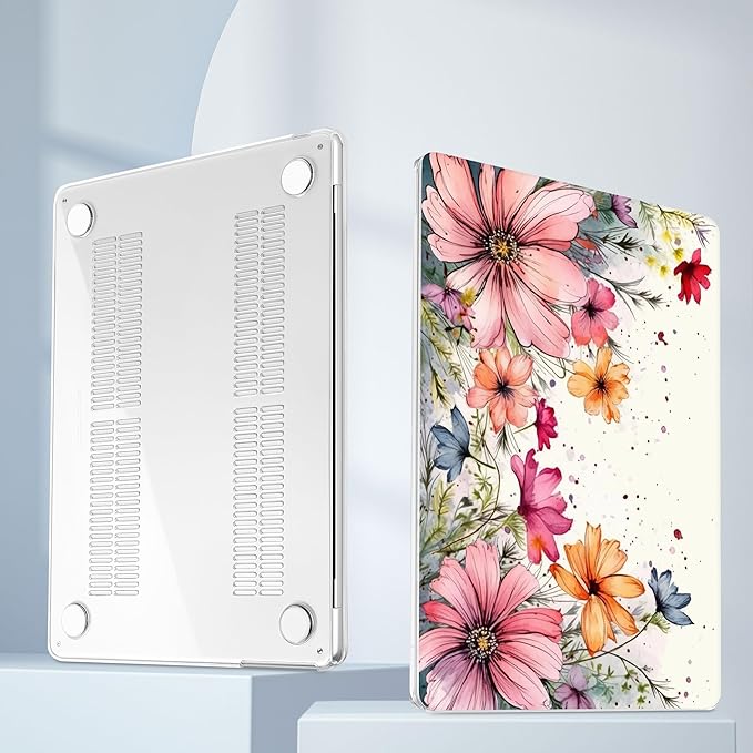 Mektron for 2025 M4 MacBook Air 13.6 Inch A3240 Case Fits 2023 A2681 M2 2024 A3113 M3 Chip with Liquid Retina Display Touch ID, Printed Plastic Hard Shell Cover for MacBook Air 13.6", Colorful Floral