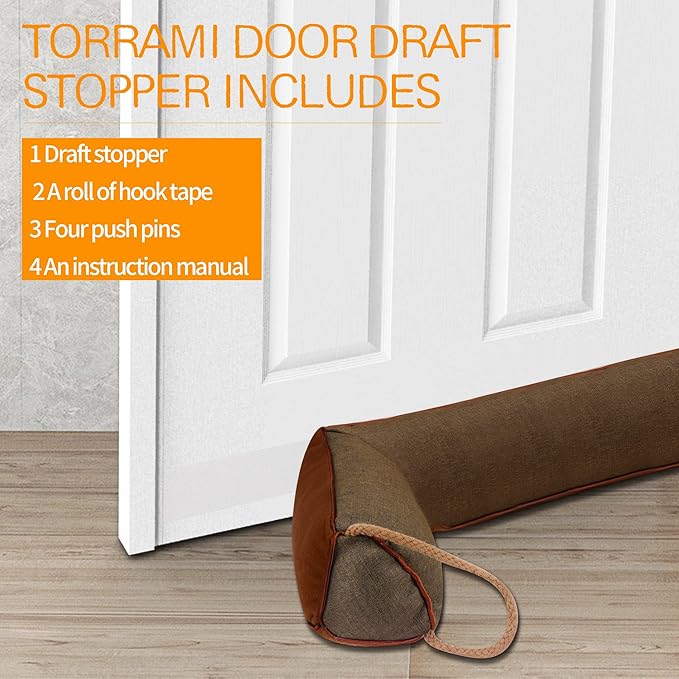 TORRAMI 32" Door Draft Stopper Under Bottom Insulation Noise Air Stopper 2.36LB,Sound Proof Draft Guard Seal for Doors and Windows - Triangle Coffee