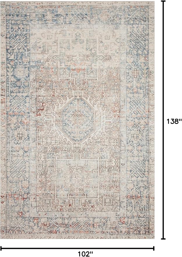 Loloi Chris Loves Julia Jules Collection JUL-07 Natural/Ocean 8'-6'' x 11'-6'', .13" Pile Height, Area Rug