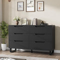 GarveeHome 6 Dresser for Bedroom, 47.2 in Wide Dresser, Freestanding Vertical Drawer Cabinet with Storage, Wooden Closet Storage Chest for Living Room, Hallway, Entryway, Black