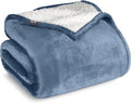 Bare Home Sherpa Fleece Blanket - Throw/Travel Size - Blanket for Bed, Sofa, and Couch - Warm & Lightweight - Fluffy & Soft - Reversible (Throw/Travel, Coronet Blue)