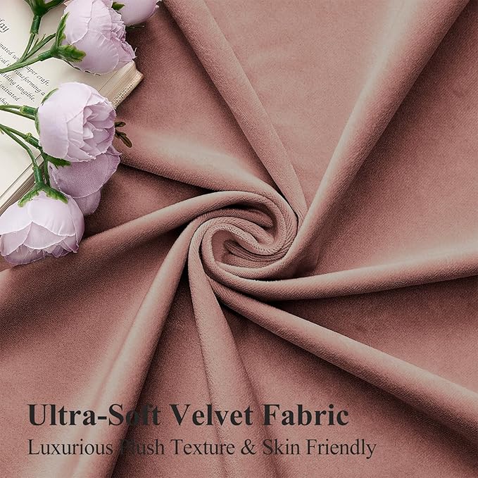 Dusty Rose Pink Velvet Curtains for Girls Bedroom Room Darkening Thermal Insulated Soundproof Curtain 102 Inches Long Cute Window Drapes for Living Room, Back Tab Rod Pocket, W52 x L102, 2 Panels