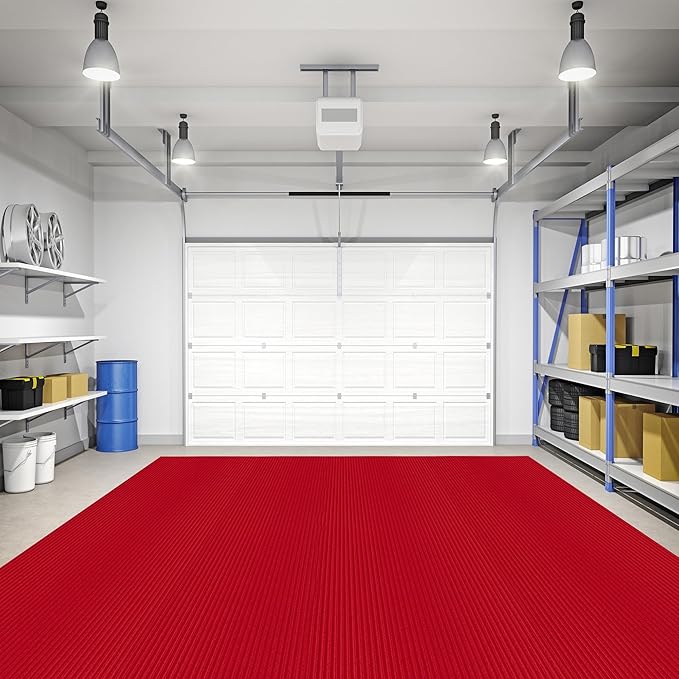 Ottomanson 6'6" x 22' Hallway Runner with Scraper Pile Extra Durable Non-Slip Rug Mat for Indoor & Outdoor Use - Ideal for Kitchen, Entryway, Patio & Garage - High-Traffic Carpet, Red