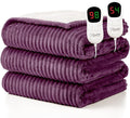Homemate Electric Heated Blanket King Size - 100"x90" Heating Blanket King Size Dual Control 1/2/4/6/8 Hours Auto-Off 10 Heat Level Over-Heat Protection Soft Flannel Sherpa ETL Certification