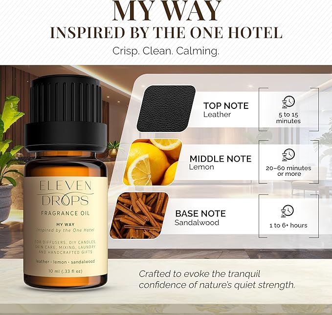 My Way Diffuser Oil - Premium Fragrance Oil Inspired By The 1 Hotel - Invigorating My Way Scent for Cold Air Diffusers, Home, Office, DIY Candles, Mixing, Long-Lasting, Pet Friendly, 10ml