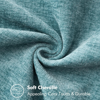 MIULEE Pack of 2 Couch Throw Pillow Covers 20x20 Inch Smoke Blue Farmhouse Decorative Pillow Covers with Stitched Edge Soft Chenille Solid Dyed Spring Pillow Covers for Sofa Bed Living Room