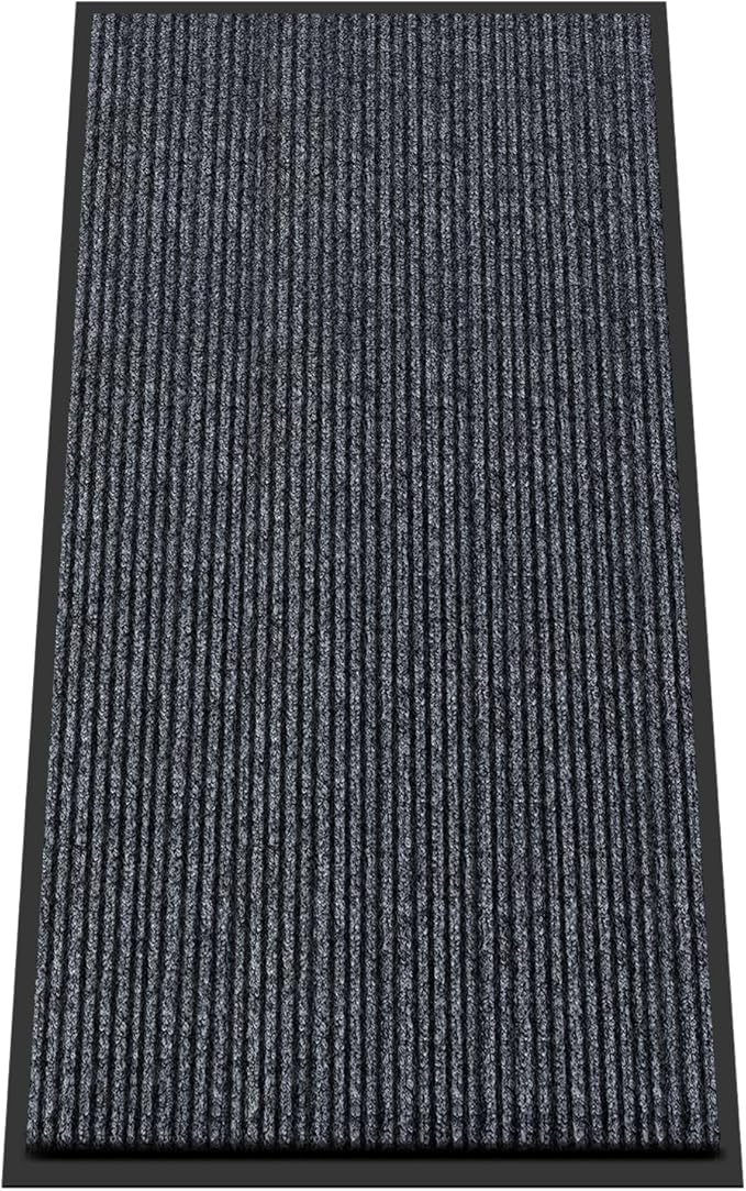 Kuyal Front Door Mat, 2'x4' Indoor Outdoor Entrance, Commercial Floor Inside Outside Entrance, Heavy Duty Durable Welcome Mat, Rubber Backing Non Slip Outdoor Rug for Entryway,Dark Gray