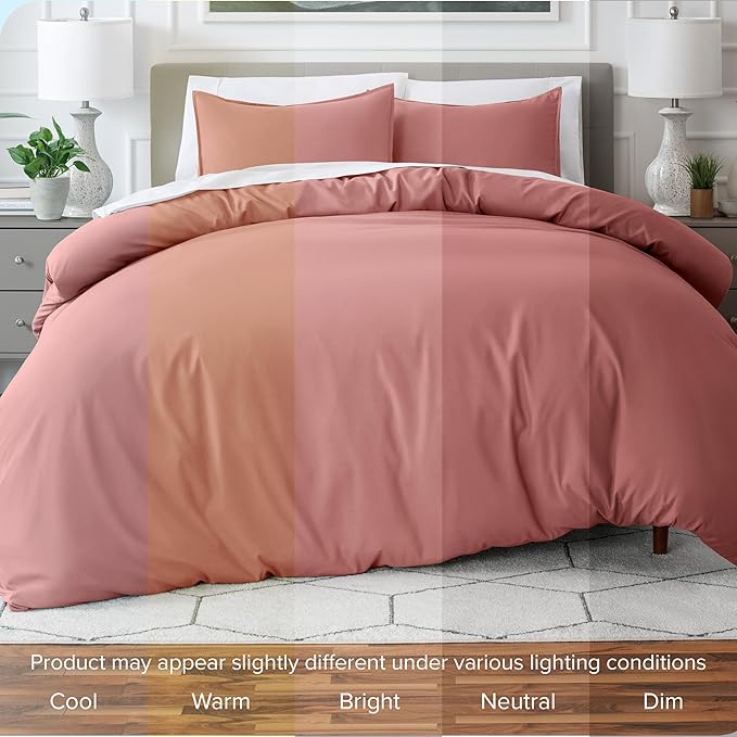 Bare Home Bedding Duvet Cover California King Size - Premium 1800 Super Soft Collection - Lightweight, Cooling - Soft Breathable Bedding Duvet Cover (Cal King, Dusty Rose)