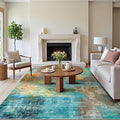 5x7 Area Rugs - Ultra-Thin Washable Rug with Non-Slip Backing, Ideal for Living Room, Bedroom, Kitchen Floor Carpet - Modern Abstract Style, Easy Clean, Durable, Low Pile Rug, Rosy Clouds