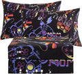 JSD Black Gaming Sheet Set Full Size, 4 Piece Soft Kids Boys Printed Microfiber Bed Sheets Deep Pocket