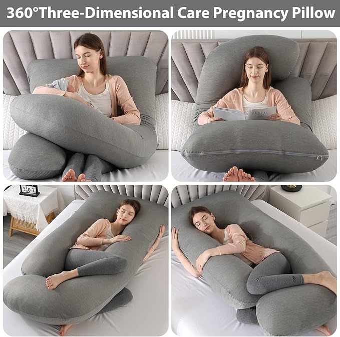 BATTOP Pregnancy Pillows with Cooling Cover,Maternity Body Pillow for Sleeping,Support for Back,HIPS,Legs,Belly for Pregnant Women,Pregnancy Must Haves