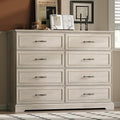 Farmhouse 8 Drawers Dresser for Bedroom, 54" Wide Modern Chest of Drawers with Deep Drawers & Bar Handles, Rustic Wood Dresser TV Stand, Wooden Closet Storage Organizer for Living Room, Hallway, Grey
