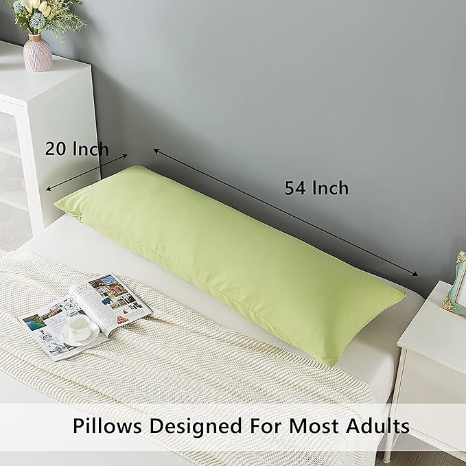 ELNIDO QUEEN Body Pillow with Pillowcase - Soft Long Bed Pillow for Adults - Breathable Full Body Pillow Insert for Sleeping, 20x54inches - Sage Green