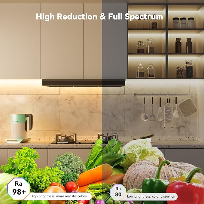 PAUTIX COB LED Strip Lights with RF Remote,32.8ft UL Listed Dotless LED Lights Warm White 2700K,Super Bright Dimmable 24V Adhesive LED Tape Light,Kitchen Cabinets Shelf Mirror Office Bedroom Lighting