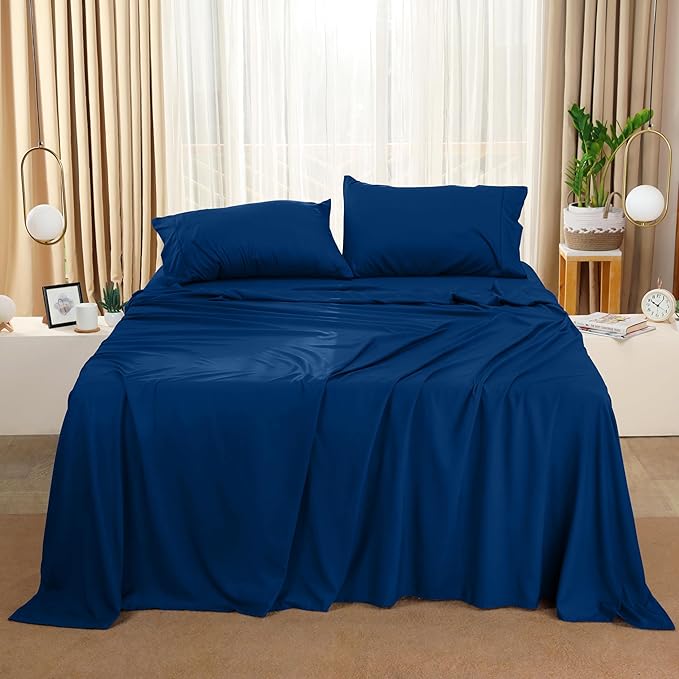 Utopia Bedding King Sheet Set – 4 Piece Bed Sheets for King Size Bed, Soft and Breathable Microfiber, Includes 1 Fitted Sheet, 1 Flat Sheet and 2 Pillowcases (Dusk Blue)