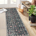 Lahome Moroccan Hallway Rug, 2'5''x8' Kitchen Runner Rugs Non Skid Washable Runners for Hallways, Ultra-Thin Oriental Carpet for Entryway Laundry Room Bedroom Bathroom, Black/Multi
