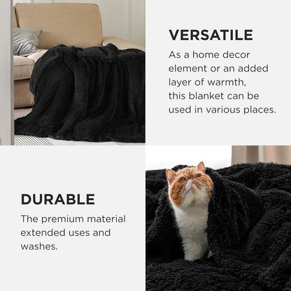 Bedsure GentleSoft Fluffy Black King Size Blanket for Bed, Thick Soft Sherpa Faux Fur Fleece Bedding Fuzzy Plush Winter Warm Heavy Oversize Large King Blanket, Cozy Black Gifts for Men Women, 108x90