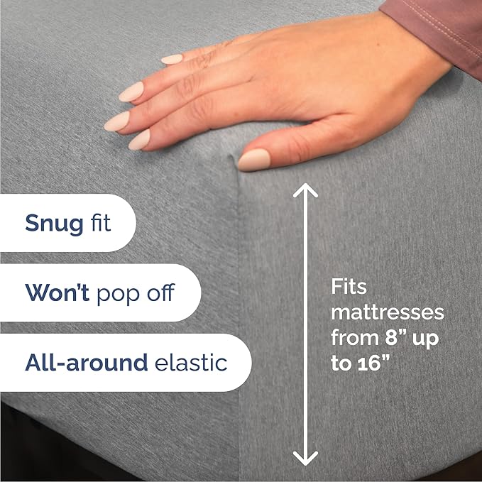 Cal King 6 Piece Sheet Set - Cooling & Breathable - Hotel Luxury Bedding, Includes Fitted Sheet for Women, Men, Kids & Teens - 1 Flat, 1 Fitted Sheet, 4 Pillowcases w/Deep Pockets - Heathered Grey