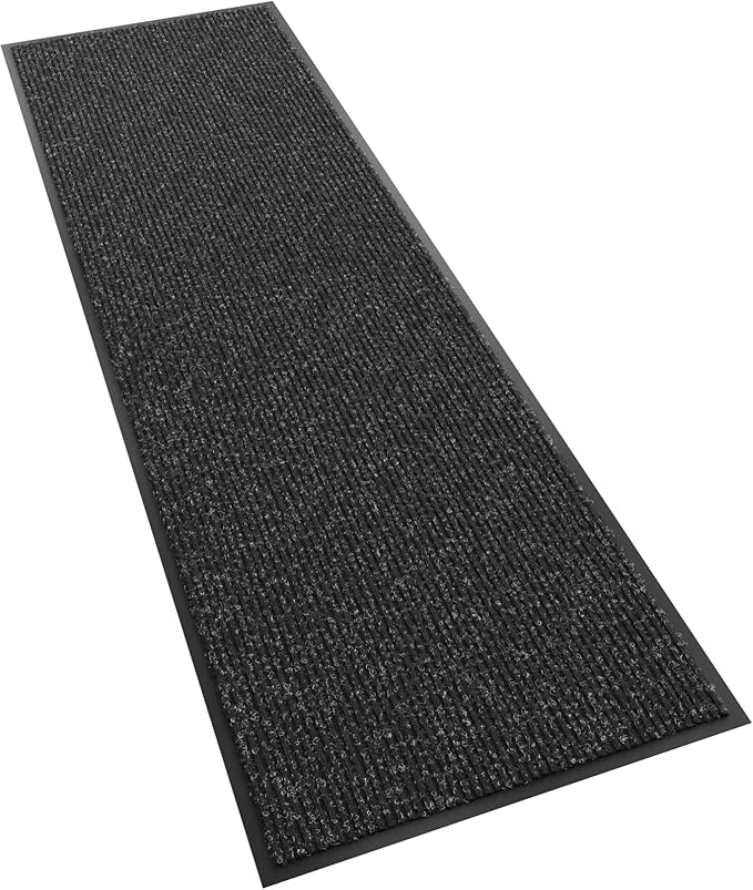 Front Door Mat, 120" x 36" Heavy Duty Indoor Outdoor Doormat, Non-Slip Welcome Mats for Entryway, Rubber Backing Low Profile Commercial Door Mats, Black Stripe
