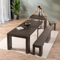 Transformer Table - Solid Wood Extendable Dining Table, Seats 2-12, Extendable Dining Room Table, Space-Saving Furniture, Expandable Dining Furniture (Dark Grey, Table + Bench)