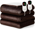 Homemate Electric Heated Blanket Queen Size - 84"x90" Heating Blanket Queen Size Dual Control 1/2/4/6/8 Hours Auto-Off 10 Heat Level Over-Heat Protection Flannel Sherpa ETL Certification