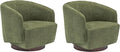 MINCETA Accent Chair,Modern Swivel Chairs for Living Room and Bedroom Reading with Wood Base,Set of 2,Fabric in Green