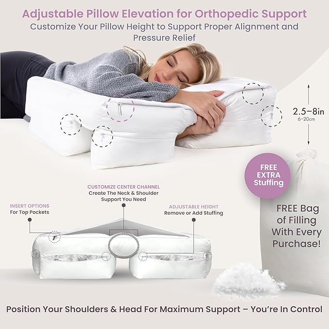 Wife Pillow the Side Sleeper Pillow with Arm Hole for Shoulder Pain - Arm Tunnel Pillow for Side Sleepers, Shoulder Relief & Neck Support Comfort Sleep Pillow for Adults - Down Goose Feather/FiberFill