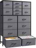 57“H Dresser for Bedroom with Drawers,Fabric Dressers & Chests of Drawers for Bedroom,Large Dresser, Sturdy Metal Frame & Wood Top,Entryway, Hallway(Grey)
