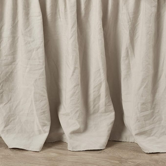 Lush Decor Ruched Ruffle Elastic Easy Wrap Around Bed Skirt Single Queen/King/Cal King Neutral - Queen Bed Skirt - Dust Ruffle - Tan Bedskirts