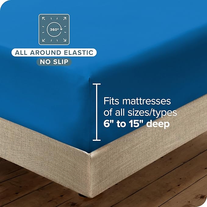 Bare Home Hotel Luxury Twin Sheet Set, Extra Soft - 4 Piece Set - Deep Pockets - Easy Fit - Cooling & Breathable - Wrinkle, Fade, Stain Resistant - Includes 2 Pillowcases (Twin, Medium Blue)